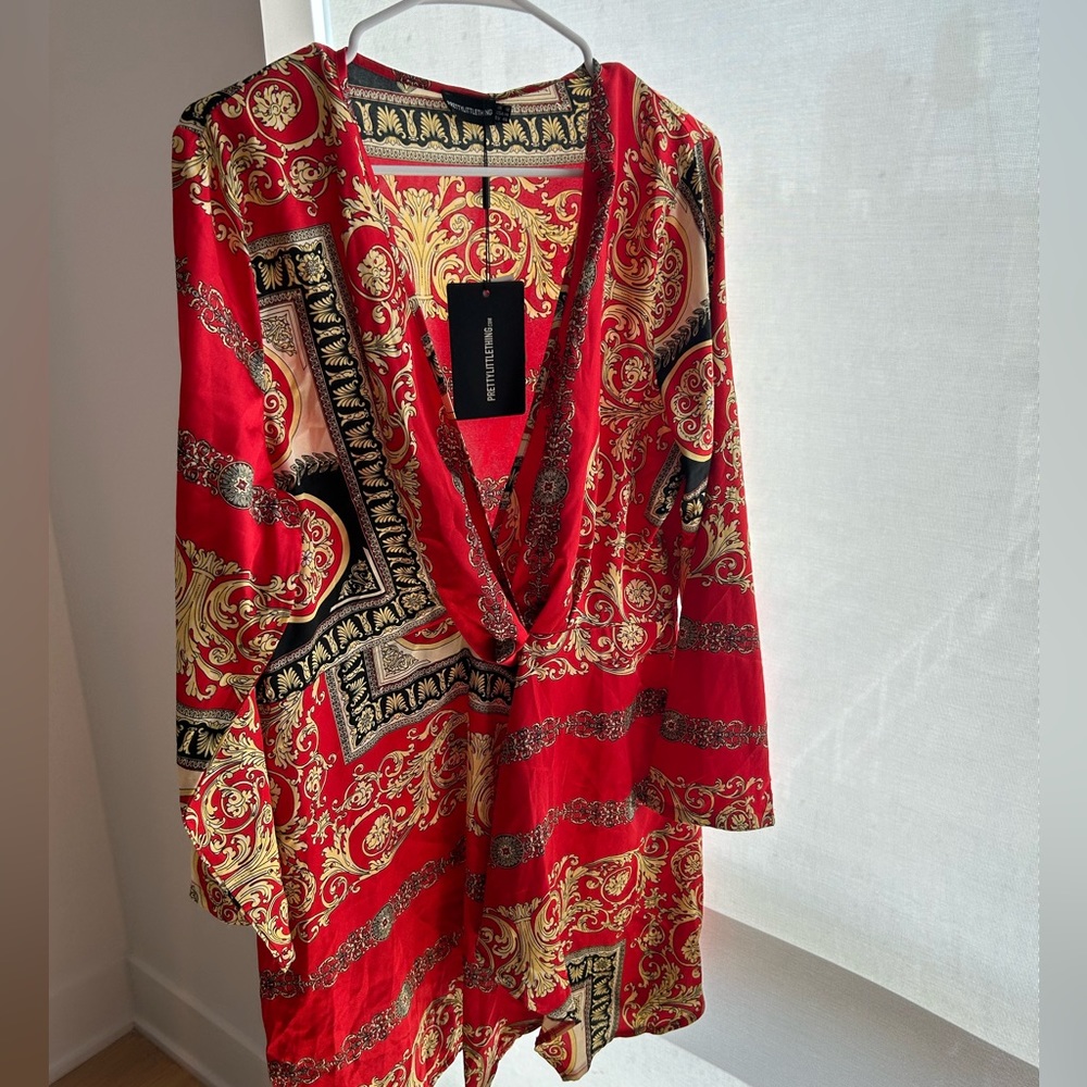PrettyLittleThing Red Wrap Dress